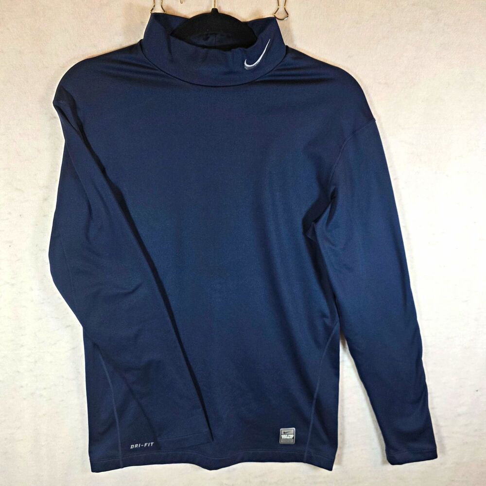 Nike Pro Combat Dri-FIT Compression Mock Neck Long Sleeve Shirt Blue XL